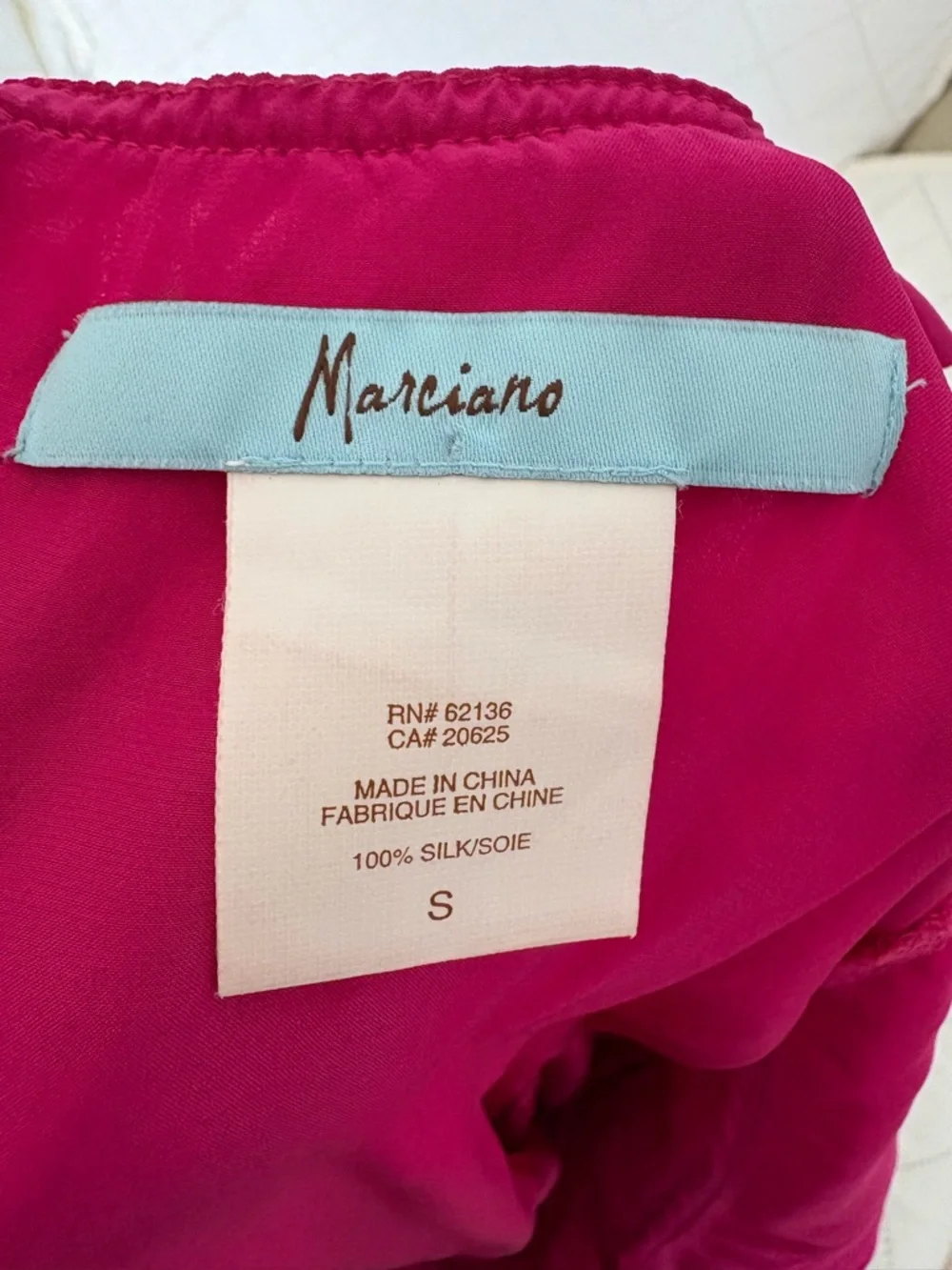 Marciano Fuchsia Sleeveless V-Neck Midi Dress with Rhinestone Buckle 100% Silk - Picture 2 of 5